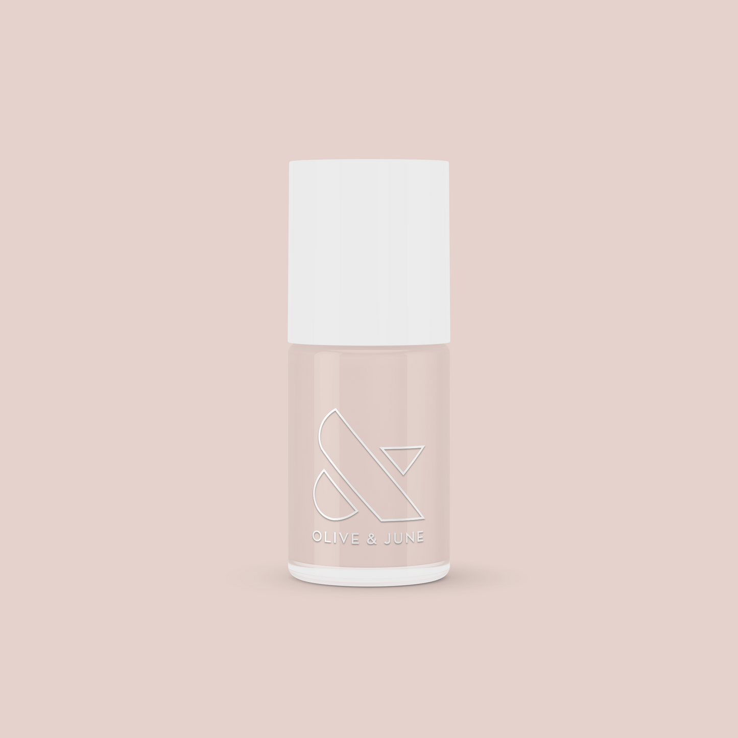 Bottle of CDJ gel polish in a cool creamy neutral shade by Olive and June for long-lasting at-home manicures