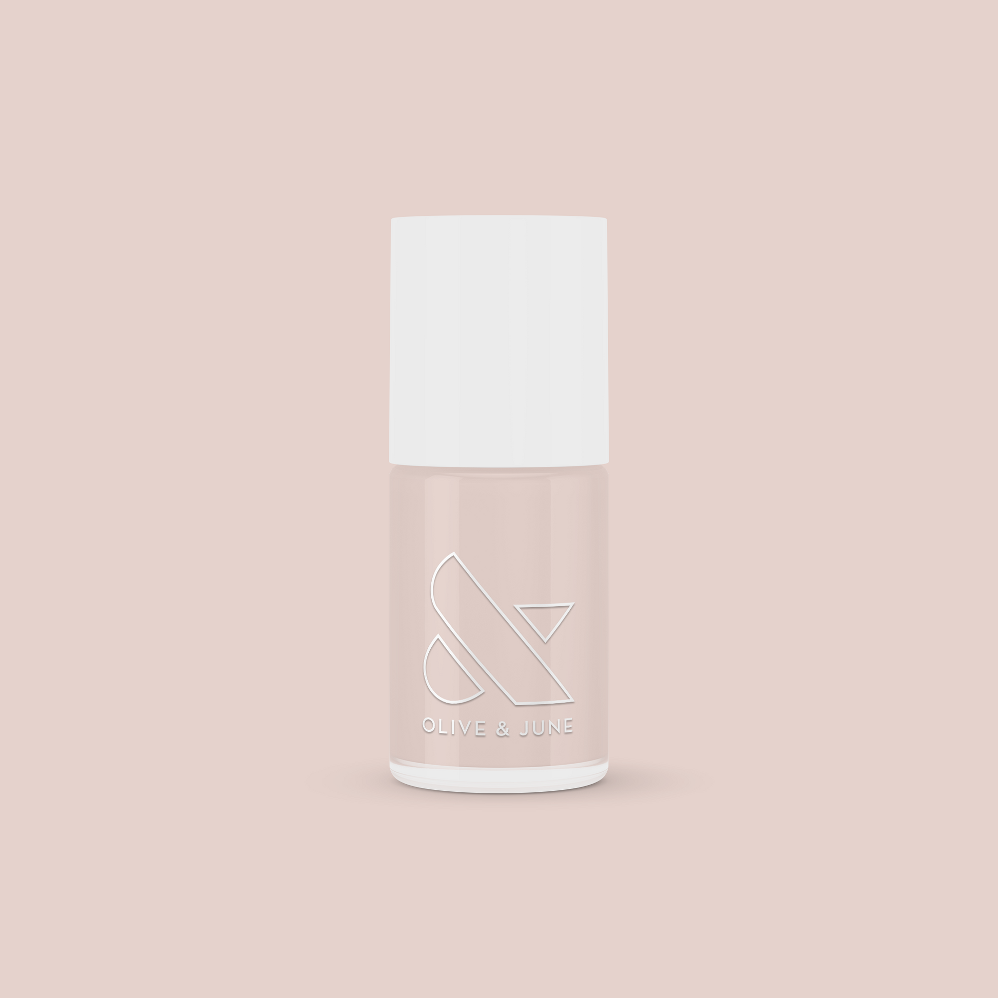 Bottle of CDJ gel polish in a cool creamy neutral shade by Olive and June for long-lasting at-home manicures