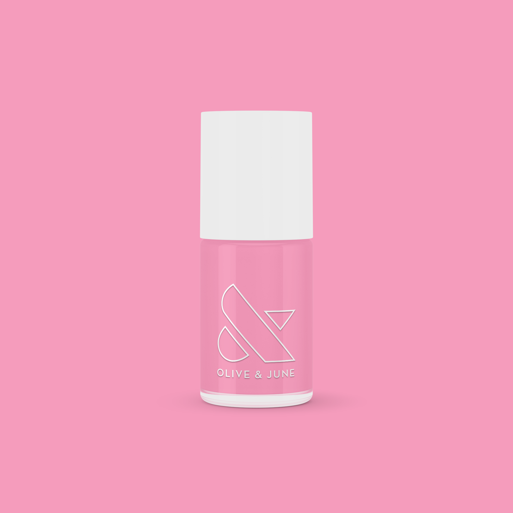 Bottle of Grateful & Kind pure pink gel polish by Olive and June for long-lasting at-home manicures