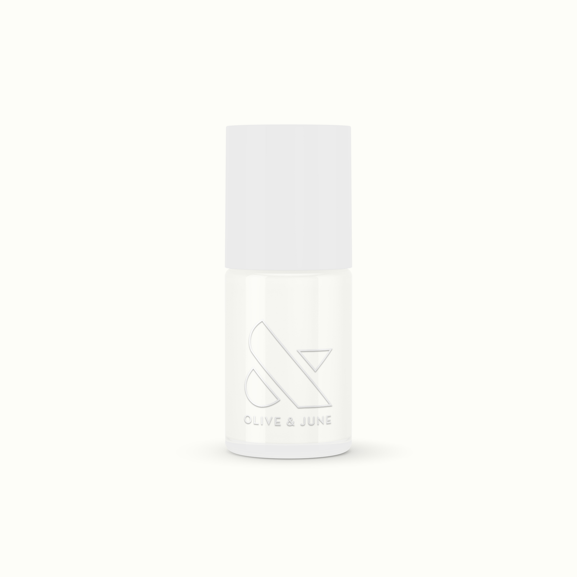 Olive and June HD nail polish bottle in crisp white shade for quick dry, clean, and fresh at-home manicures.