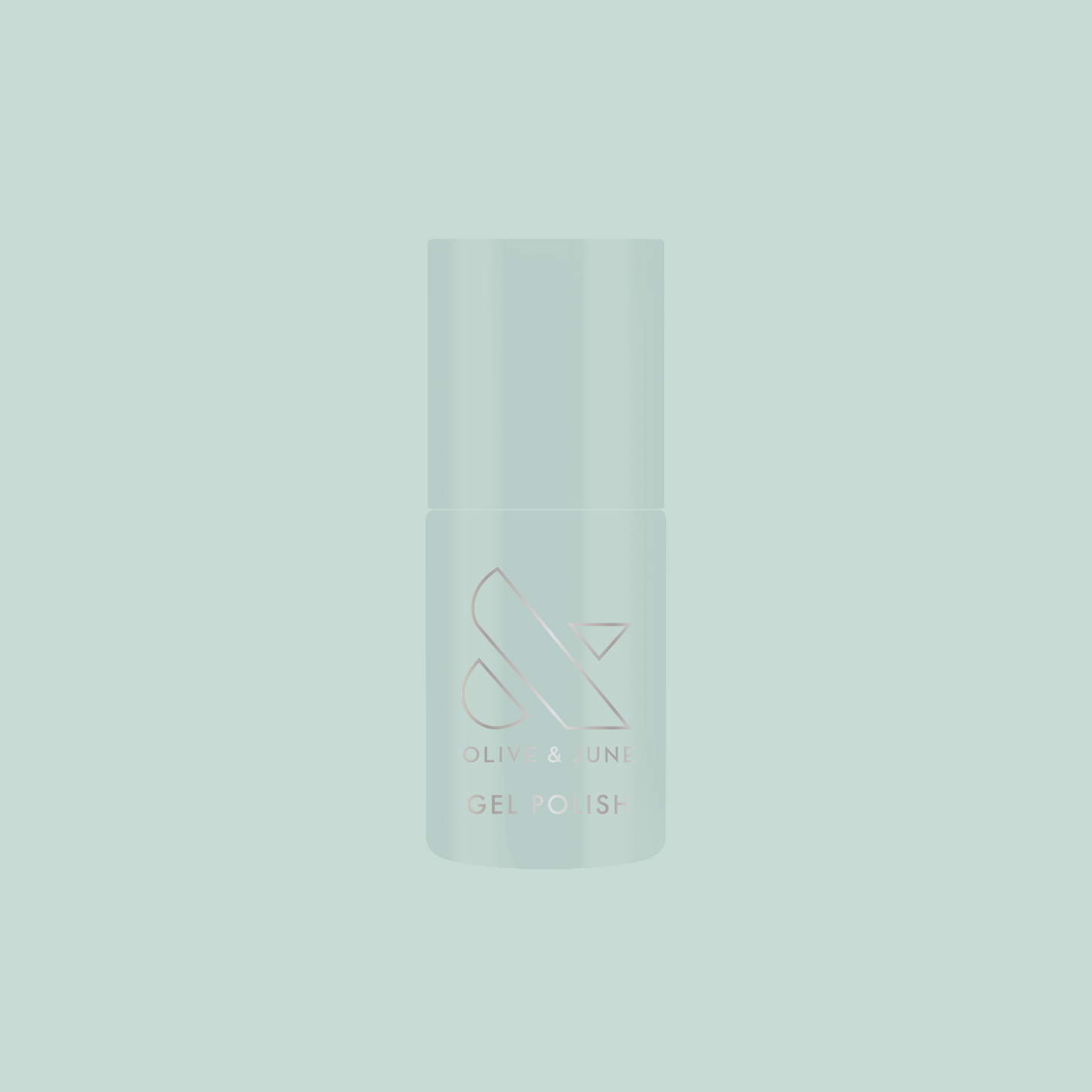 KMC - Gel bottle shown in sage green packaging on a matching background representing long-lasting gel polish by Olive and June