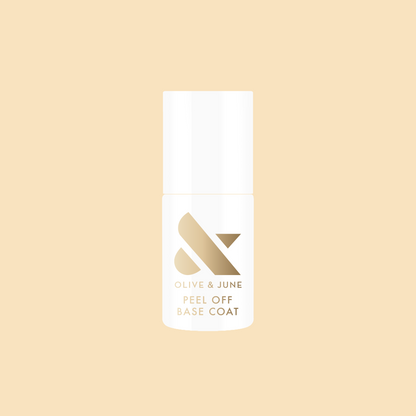 Peel Off Base Coat bottle by Olive and June for easy, gentle gel polish removal and nail hydration at home mani.