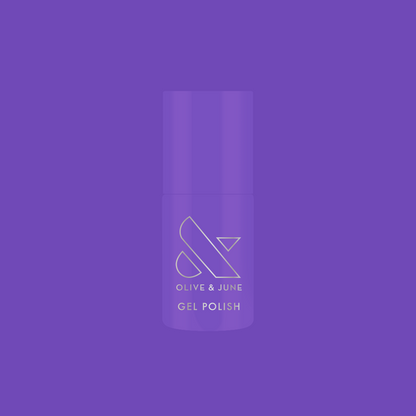 Wish You Were Here - Gel vibrant violet gel polish bottle by Olive and June for glossy at home manicures