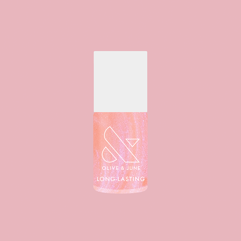 Olive Y'all nail polish bottle in sheer bubble gum pink-blue iridescent shade for long-lasting mani or pedis