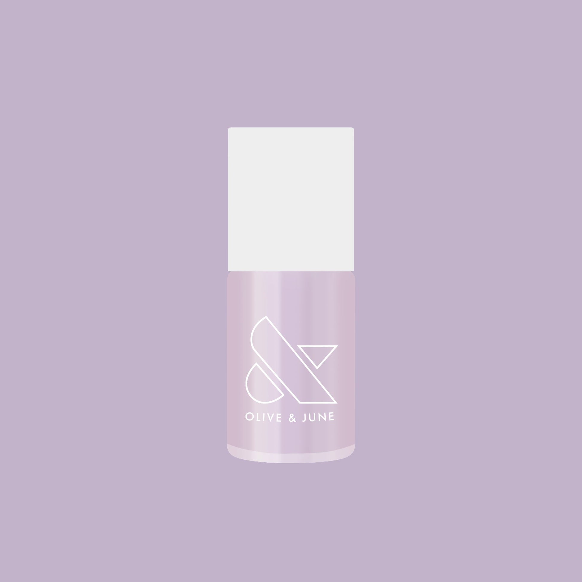 Bottle of Olive and June Purple Puka nail polish in milky lavender iridescent gel polish for long-lasting manicures