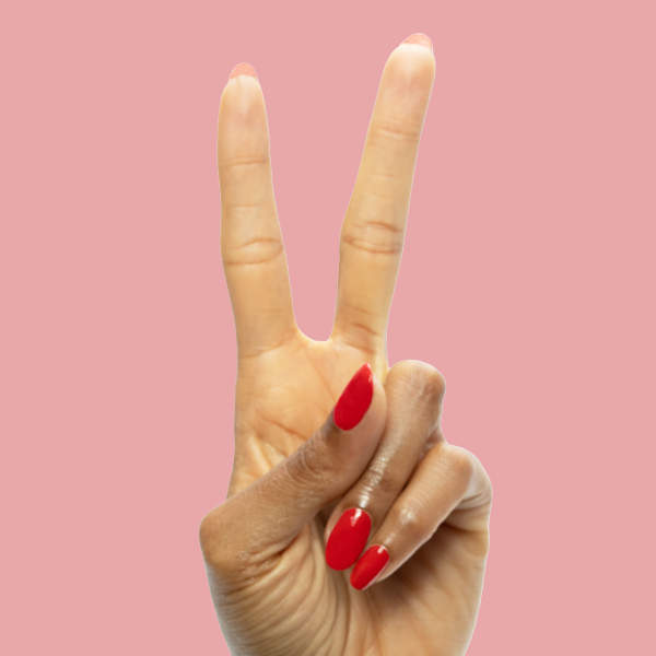 CV - Gel shown on natural nails painted in bright cherry red for a vibrant at-home gel manicure by Olive and June