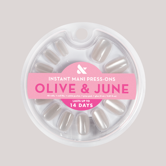 Cream Velvet - Press-On | Short | Squoval soft white shimmer press-on nails with velvet finish for easy at-home mani