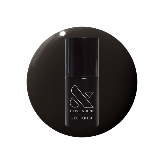 Shop Til You Drop Gel bottle in nearly black vampy red for a dramatic, long-lasting gel polish mani by Olive and June