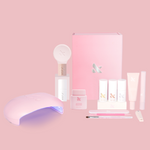 Perfect French Gel Mani System with LED lamp, gel polish bottles, base and top coats, nail tools, and remover