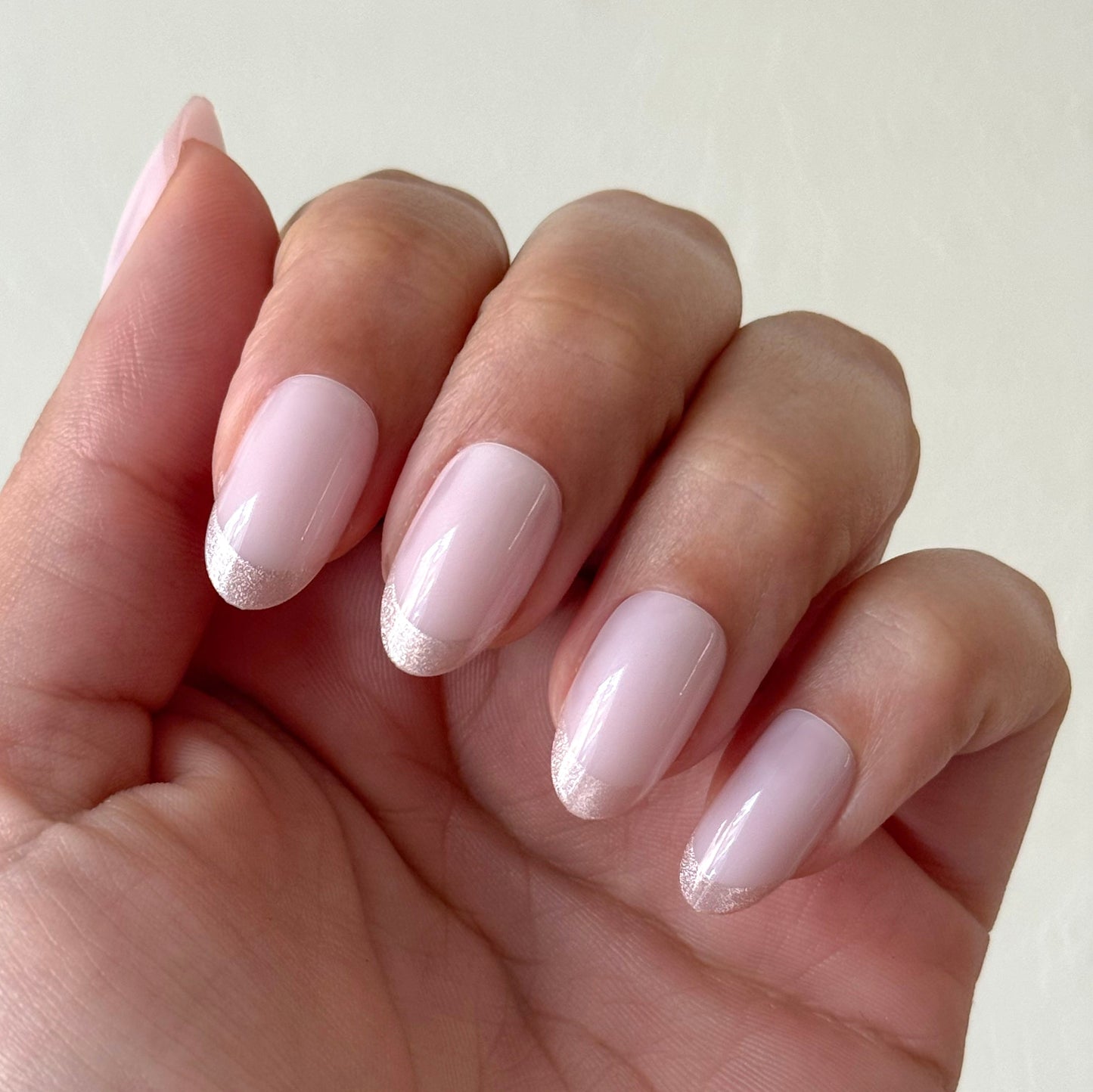 Neutral Shimmer French - Press On | Medium | Oval