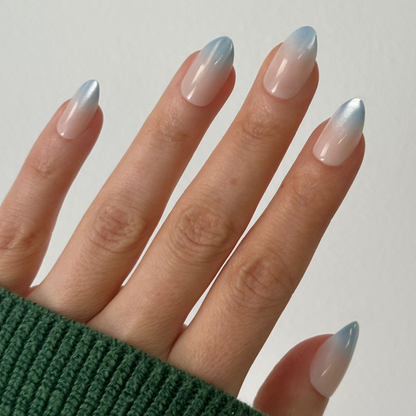 Ocean Mist Velvet Gradient - Press On | Medium | Almond