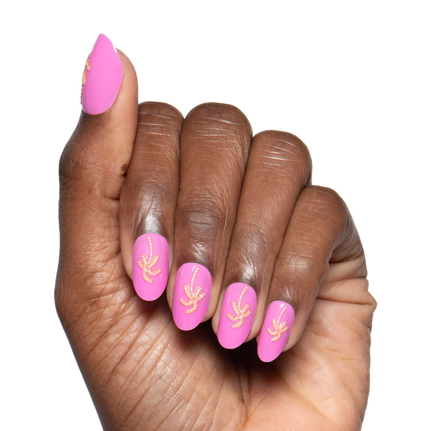 Golden Palm Pink - Press On | Medium | Oval