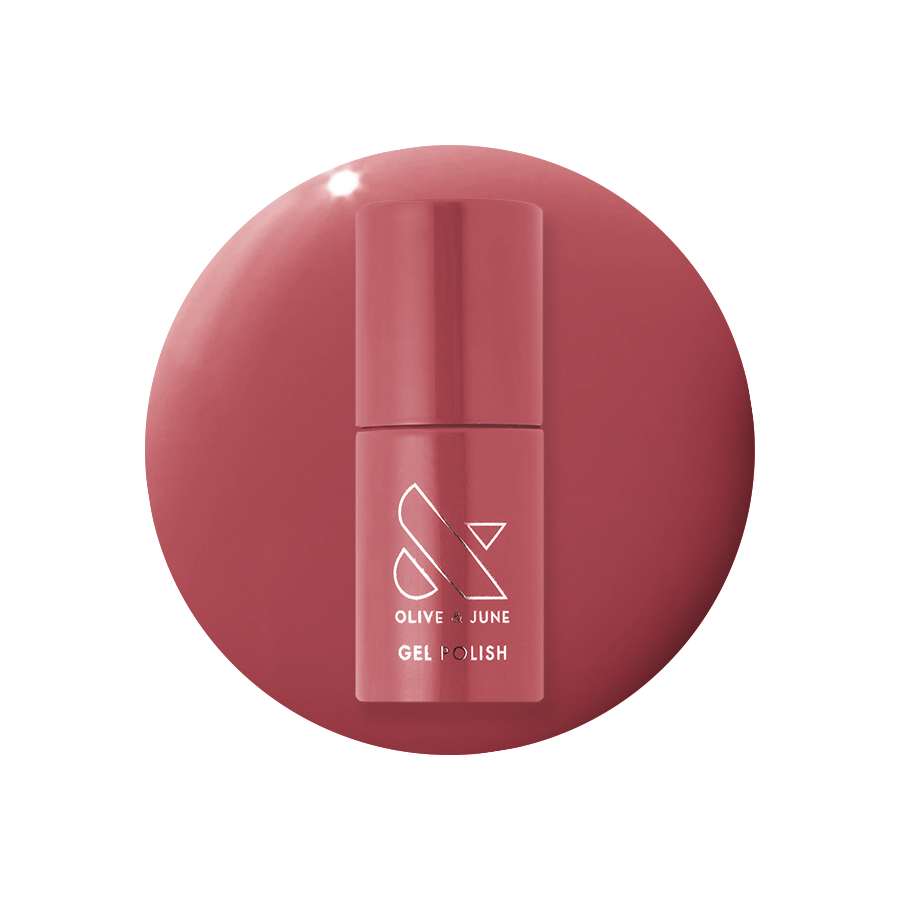 LD - Gel bottle shown in a mauve rose shade for a long-lasting, at-home gel manicure by Olive and June