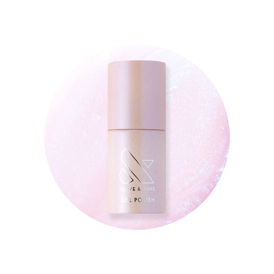 The Glazed Gel Mani System gel polish bottle in shimmery neutral pink for easy at-home manicure and long-lasting wear