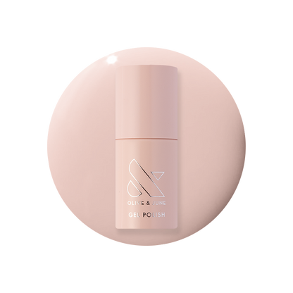 Soap Nails Gel System gel polish bottle on soft pink circular background for long-lasting at-home mani
