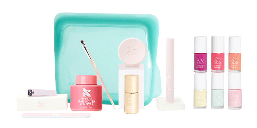 The Quick Dry Mani System - 6 Polishes with remover, tools, and tray for easy at-home manicure and long-lasting quick dry polish