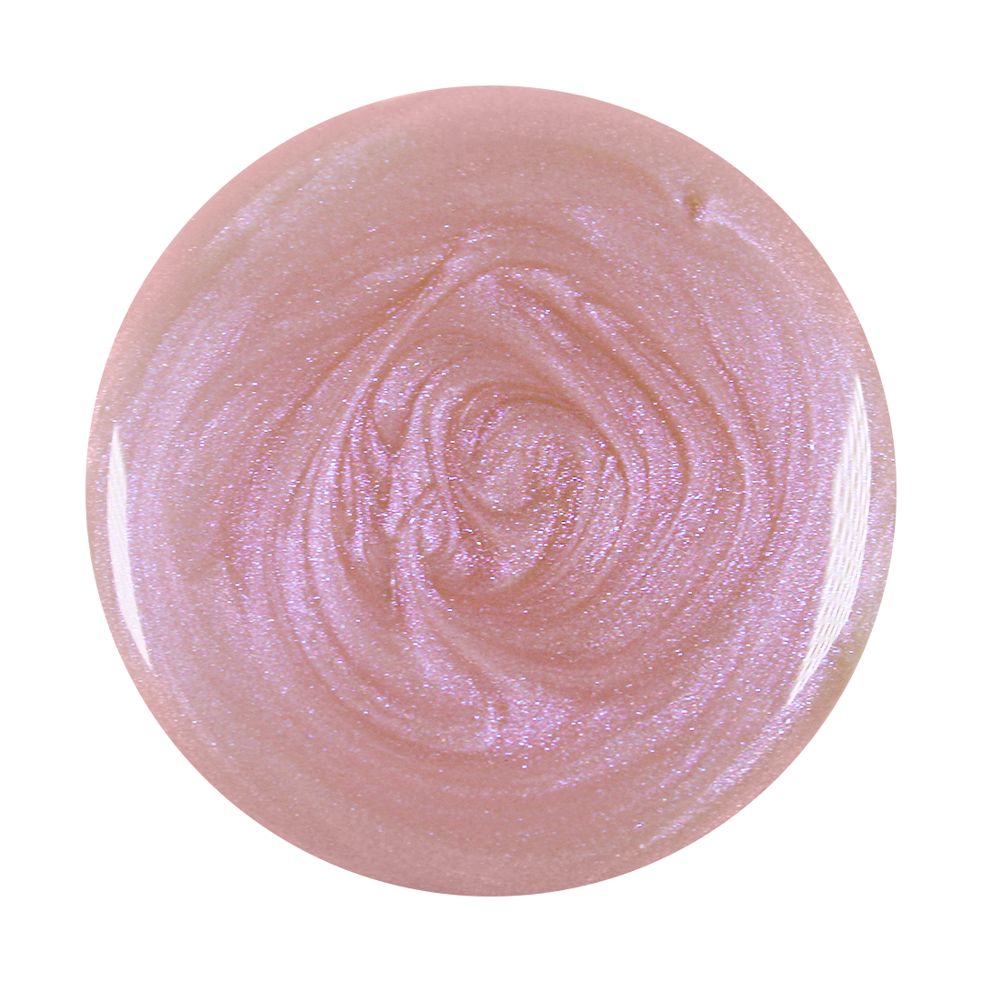 Close-up of Baroque gel polish swirl showing pearly white iridescent shimmer with quick-dry formula for mani use
