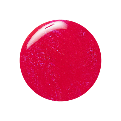 Glossy rounded swatch of Berries gel polish in sheer iridescent berry-pink, perfect for quick dry at-home manicures
